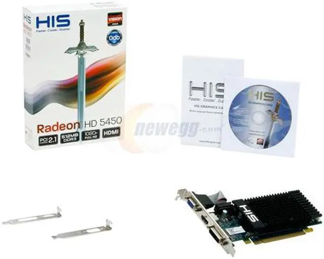 Alt view image 5 of 5 - HIS Radeon HD 5450 (Cedar) 512MB DDR3 PCI Express 2.1 x16 Low Profile Ready Graphics Card H545H512