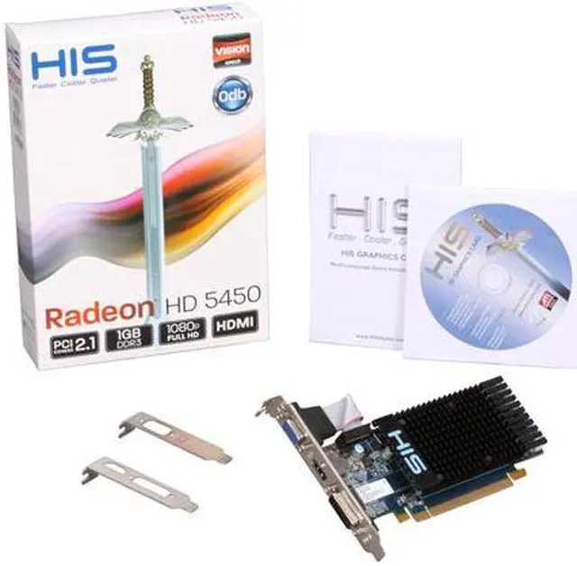 Alt view image 5 of 5 - HIS Radeon HD 5450 (Cedar) 1GB DDR3 PCI Express 2.1 x16 Low Profile Ready Graphics Card H545H1G