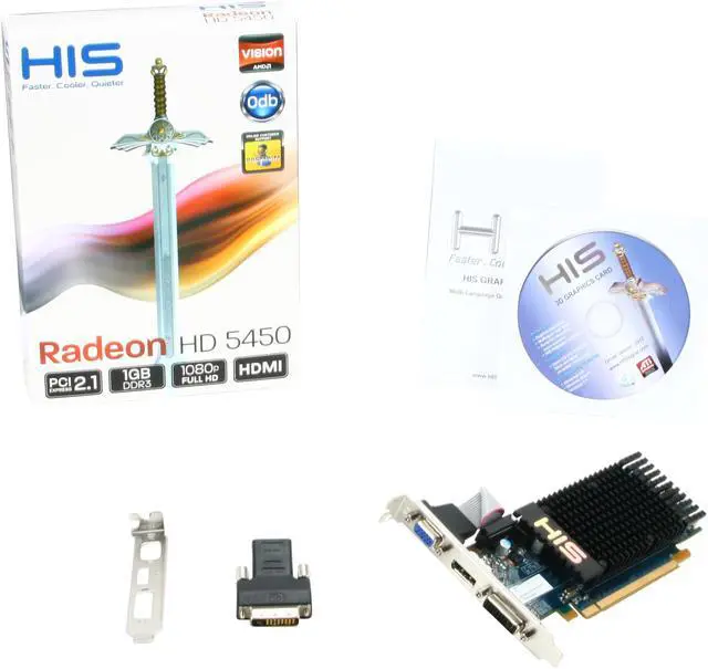 Alt view image 5 of 5 - HIS Radeon HD 5450 (Cedar) 1GB DDR3 PCI Express 2.1 x16 Low Profile Graphics Card H545H1GDL