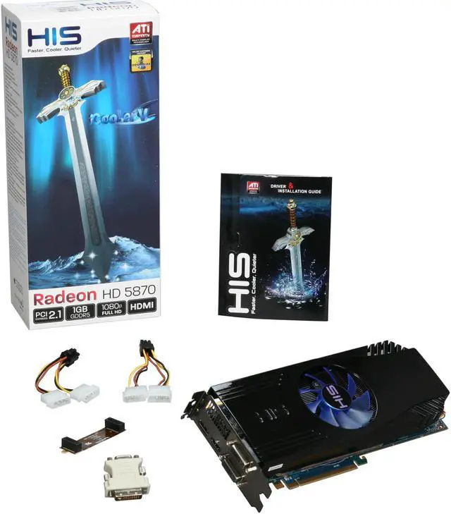 Alt view image 6 of 6 - HIS Radeon HD 5870 1GB GDDR5 PCI Express 2.1 x16 CrossFireX Support Graphics Card H587FN1GD