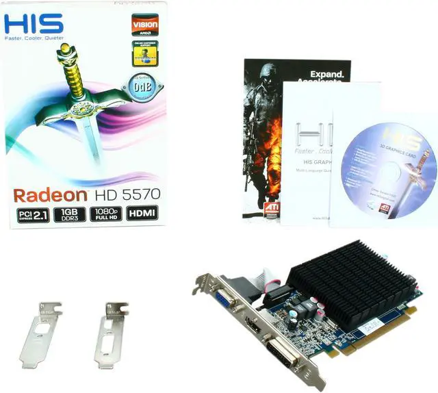 Alt view image 5 of 5 - HIS Silence Radeon HD 5570 1GB DDR3 PCI Express 2.1 x16 Low Profile Ready Graphics Card H557HR1G
