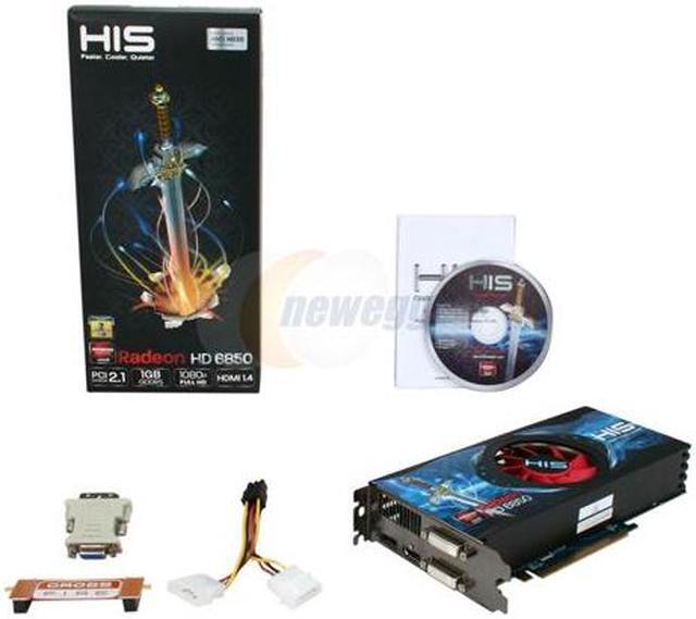 Alt view image 6 of 6 - HIS Radeon HD 6850 1GB GDDR5 PCI Express 2.1 x16 CrossFireX Support Graphics Card H685F1GD