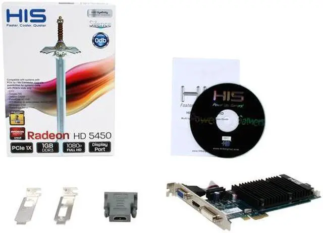 Alt view image 5 of 5 - HIS H545H1GD1 Radeon HD 5450 Silence 1GB 64-bit DDR3 PCI Express x1 Low Profile Video Card with Eyefinity