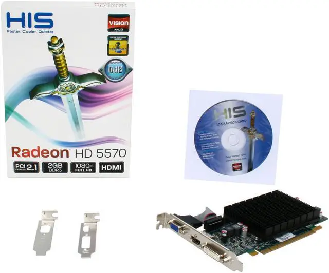 Alt view image 5 of 5 - HIS Radeon HD 5570 2GB DDR3 PCI Express 2.1 x16 Graphics Card H557HO2G