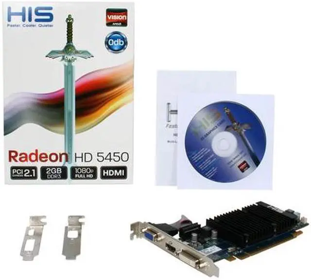 Alt view image 5 of 5 - HIS Radeon HD 5450 2GB DDR3 PCI Express 2.1 x16 Low Profile Graphics Card H545HR2G