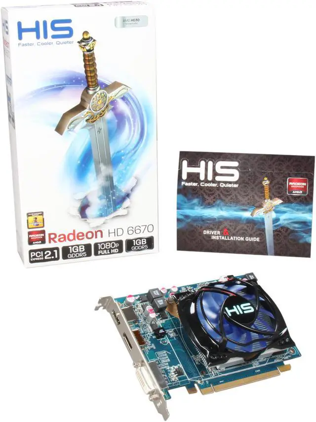 Alt view image 5 of 5 - HIS Radeon HD 6670 1GB GDDR5 PCI Express 2.1 x16 Graphics Card H667F1GD