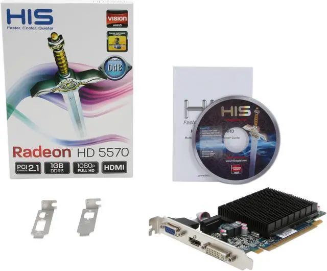 Alt view image 5 of 5 - HIS Radeon HD 5570 1GB DDR3 PCI Express 2.1 x16 Low Profile Ready Graphics Card H557HO1G