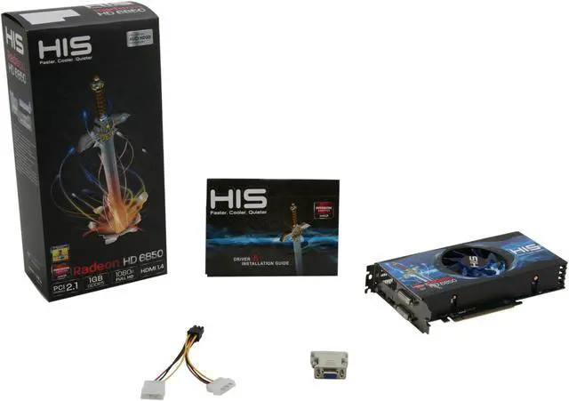 Alt view image 6 of 6 - HIS Radeon HD 6850 1GB GDDR5 PCI Express 2.1 x16 CrossFireX Support Graphics Card H685FN1GD