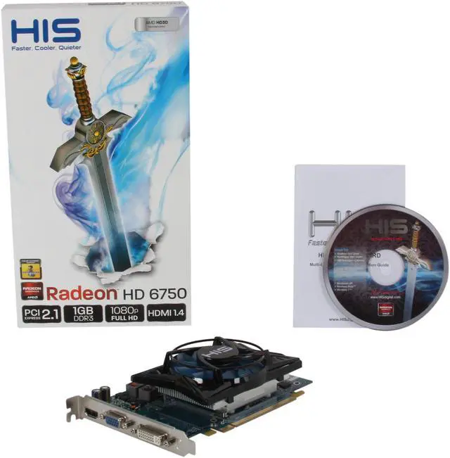 Alt view image 5 of 5 - HIS Radeon HD 6750 1GB DDR3 PCI Express 2.1 x16 Graphics Card H675FS1G