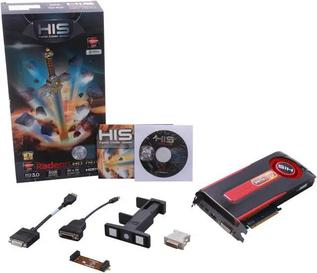 Alt view image 6 of 6 - HIS Radeon HD 7970 3GB GDDR5 PCI Express 3.0 x16 CrossFireX Support Graphics Card H797F3G2M