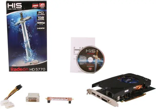 Alt view image 6 of 6 - HIS Radeon HD 5770 1GB GDDR5 PCI Express 2.1 x16 CrossFireX Support Graphics Card H577FL1GD