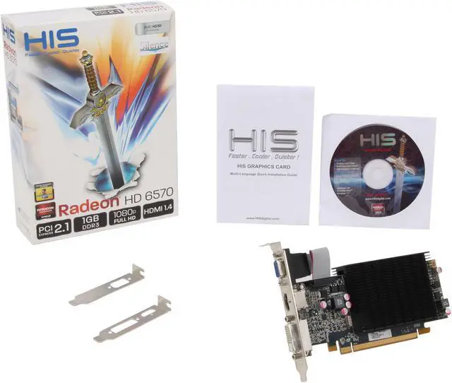 Alt view image 5 of 5 - HIS Silence Radeon HD 6570 1GB DDR3 PCI Express 2.1 x16 Low Profile Ready Graphics Card H657HJ1G