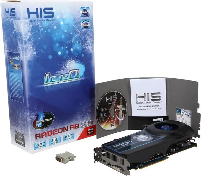 Alt view image 6 of 6 - HIS IceQ OC Radeon R9 280 3GB GDDR5 PCI Express 3.0 x16 CrossFireX Support Graphics Card H280QC3G2M
