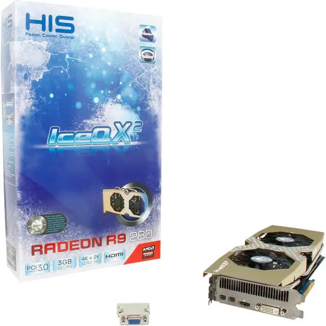 Alt view image 6 of 6 - HIS IceQ X² OC Radeon R9 280 3GB GDDR5 PCI Express 3.0 x16 CrossFireX Support Graphics Card H280QMC3G2M