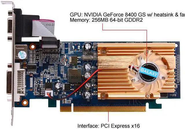 Alt view image 3 of 7 - Galaxy GeForce 8400 GS 256MB GDDR2 PCI Express x16 Low Profile Ready Graphics Card 84GEE6HDFEXN