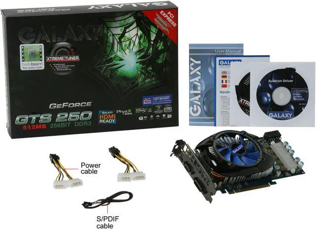 Alt view image 6 of 6 - Galaxy GeForce GTS 250 512MB DDR3 PCI Express 2.0 x16 SLI Support Graphics Card 25SFF6HX1RUI