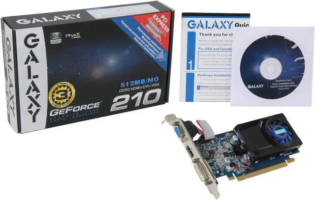 Alt view image 5 of 5 - Galaxy GeForce 210 512MB DDR2 PCI Express 2.0 x16 Graphics Card 21GFE4HX2HUN