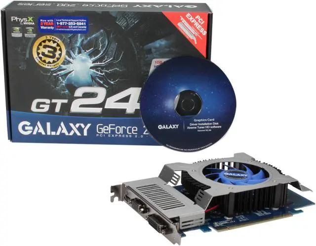 Alt view image 5 of 5 - Galaxy GeForce GT 240 1GB DDR3 PCI Express 2.0 x16 Graphics Card 24GGS8HX2PUX