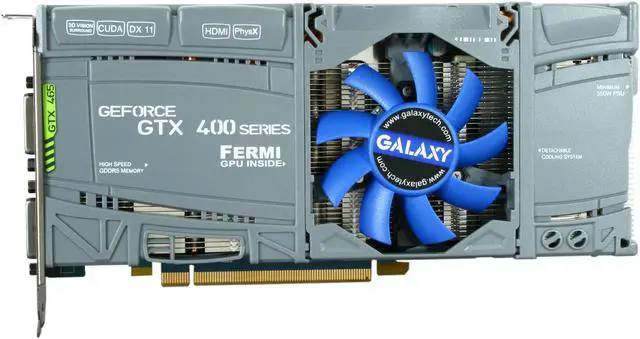 Alt view image 3 of 7 - Galaxy GeForce GTX 465 (Fermi) 1GB DDR5 PCI Express 2.0 x16 SLI Support Graphics Card 60XGH3HS3CUD