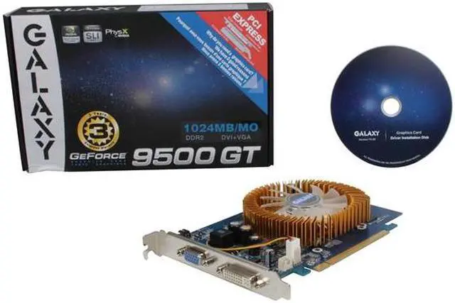 Alt view image 5 of 5 - Galaxy GeForce 9500 GT 1GB DDR2 PCI Express 2.0 x16 SLI Support Graphics Card 95TGE8DC1CUM