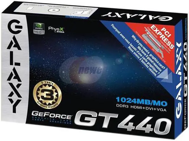 Alt view image 5 of 6 - Galaxy GeForce GT 440 (Fermi) 1GB DDR3 PCI Express 2.0 x16 Graphics Card 44GGS8HX3VXZ