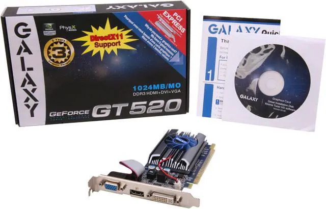 Alt view image 5 of 5 - Galaxy GeForce GT 520 (Fermi) 1GB DDR3 PCI Express 2.0 x16 Graphics Card 52GGS4HX2HXZ