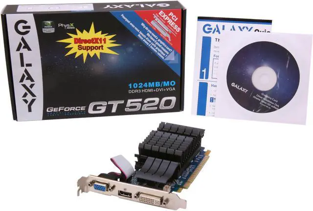 Alt view image 5 of 5 - Galaxy 52GGS4HX9DTX GeForce GT 520 (Fermi) Silent Edition 1GB 64-bit DDR3 PCI Express 2.0 x16 HDCP Ready Video Card