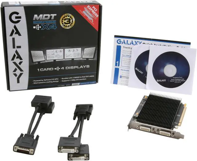 Alt view image 6 of 6 - Galaxy 21GGE4AM9EKP MDT X4 GeForce 210 Multi Display 1GB 64-bit DDR2 PCI Express 2.0 x16 HDCP Ready  Video Card