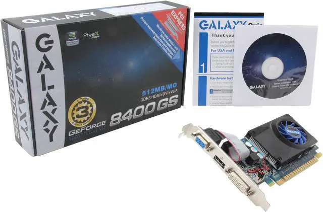 Alt view image 5 of 5 - Galaxy GeForce 8400 GS 512MB DDR3 PCI Express 2.0 x16 Graphics Card 84GFF4HX2HXZ