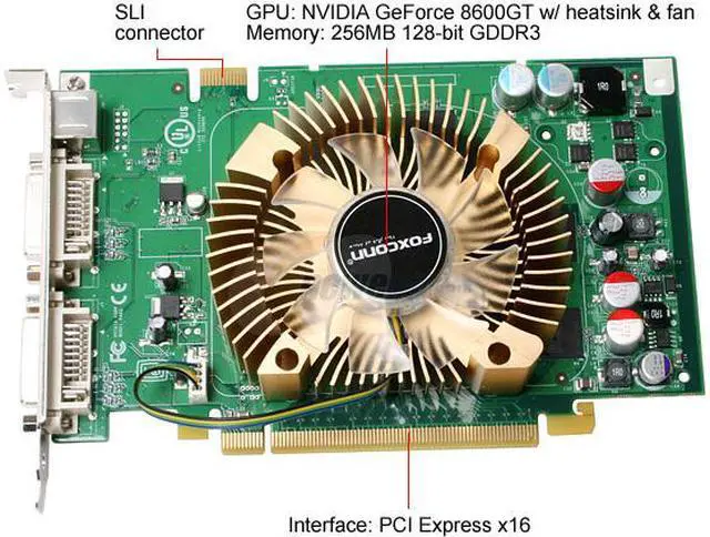 Alt view image 3 of 7 - Foxconn GeForce 8600 GT 256MB GDDR3 PCI Express x16 SLI Support Graphics Card 8600GT-256OC