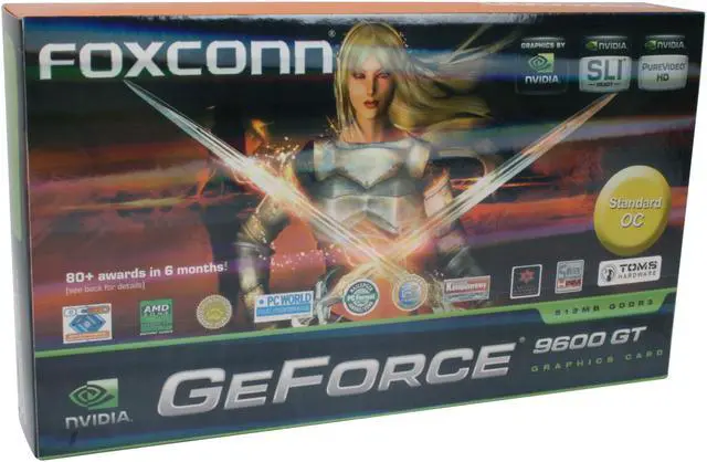 Alt view image 8 of 8 - Foxconn GeForce 9600 GT 512MB GDDR3 PCI Express 2.0 x16 SLI Support Graphics Card FV-N96TM3D2-ON
