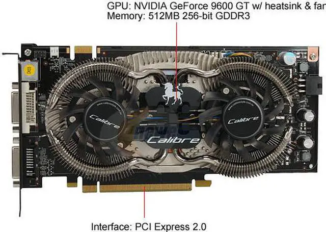 Alt view image 3 of 6 - SPARKLE Calibre Series GeForce 9600 GT 512MB GDDR3 PCI Express 2.0 x16 SLI Support Graphics Card P960GBOX