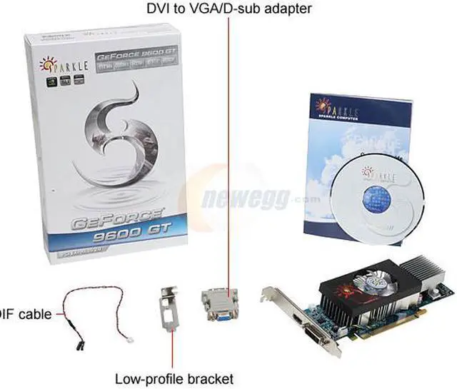 Alt view image 6 of 6 - SPARKLE GeForce 9600 GT 512MB GDDR3 PCI Express 2.0 x16 Low Profile Ready Graphics Card SX96GT512D3L-NM