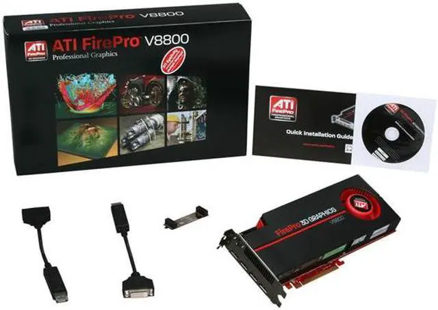 Alt view image 6 of 6 - AMD FirePro V8800 100-505603 2GB 256-bit GDDR5 PCI Express 2.0 x16 CrossFire Supported Full Height / Full Length Graphics Card