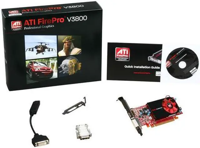 Alt view image 5 of 5 - AMD FirePro V3800 100-505607 512MB 64-bit DDR3 PCI Express 2.0 x16 Low Profile Graphics Card