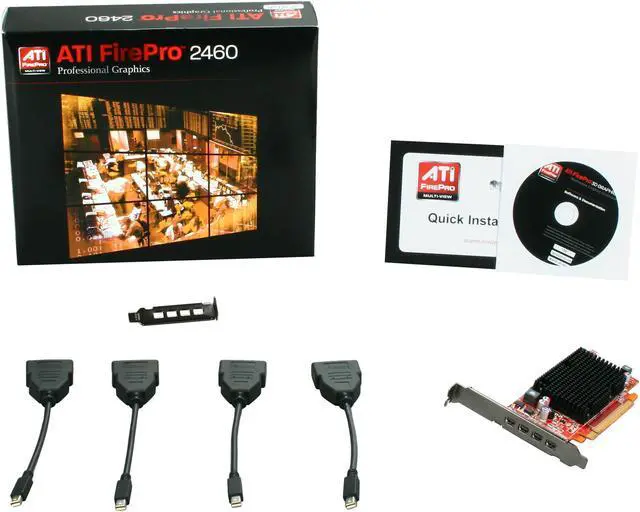 Alt view image 6 of 5 - AMD FirePro 2460 100-505850 512MB GDDR5 Quad Mini DisplayPort PCI-Express Workstation Video Card
