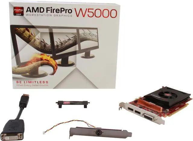 Alt view image 5 of 5 - AMD FirePro W5000 100-505842 2GB 256-bit GDDR5 PCI Express 3.0 x16 CrossFire Supported Full height/ half length Graphics Card
