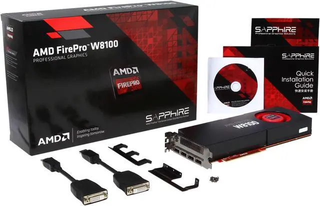 Alt view image 6 of 6 - AMD FirePro W8100 100-505976 8GB 512-bit GDDR5 PCI Express 3.0 x16 CrossFire Supported Graphics Card