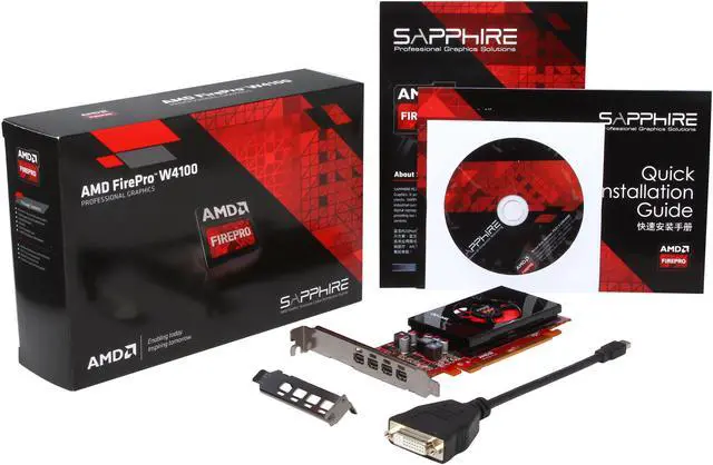 Alt view image 5 of 5 - AMD FirePro W4100 100-505979 2GB 128-bit GDDR5 PCI Express 3.0 x16 Half Height Graphics Card
