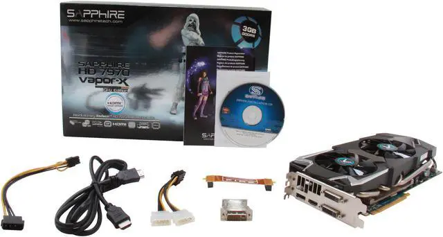 Alt view image 6 of 6 - SAPPHIRE Vapor-X Radeon HD 7970 GHz Edition 3GB GDDR5 PCI Express 3.0 x16 CrossFireX Support Graphics Card 100351VXSR