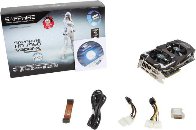 Alt view image 6 of 6 - SAPPHIRE Vapor-X Radeon HD 7950 3GB GDDR5 PCI Express 3.0 x16 CrossFireX Support Graphics Card 100352VXSR