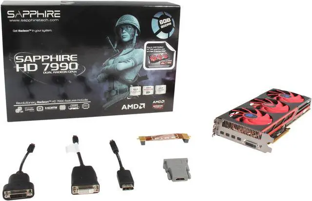 Alt view image 6 of 6 - SAPPHIRE Radeon HD 7990 6GB GDDR5 PCI Express 3.0 x16 CrossFireX Support Graphics Card 100350GAMESR