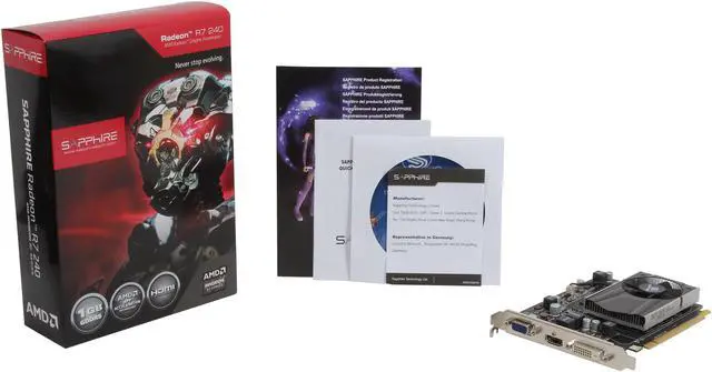 Alt view image 5 of 5 - SAPPHIRE Radeon R7 240 1GB GDDR5 CrossFireX Support Graphics Card 100369DDR5L