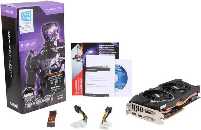 Alt view image 6 of 6 - SAPPHIRE DUAL-X Radeon R9 280X 3GB GDDR5 PCI Express 3.0 CrossFireX Support Graphics Card 100363BF4L