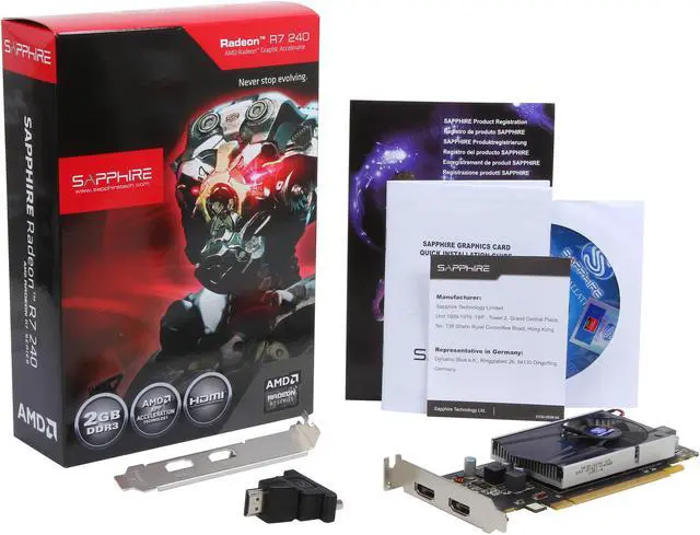 Alt view image 5 of 5 - SAPPHIRE Radeon R7 240 2GB DDR3 Low Profile Graphics Card 100369LP