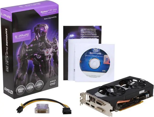Alt view image 6 of 6 - SAPPHIRE DUAL-X Radeon R7 265 2GB GDDR5 PCI Express 3.0 CrossFireX Support Graphics Card 100370L