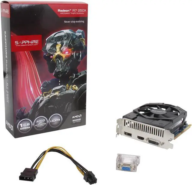 Alt view image 6 of 6 - SAPPHIRE Radeon R7 250X 1GB GDDR5 PCI Express 3.0 CrossFireX Support Graphics Card 100367L