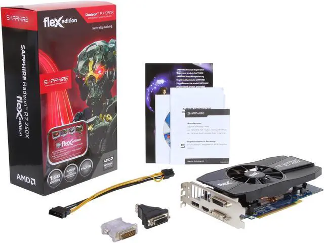 Alt view image 6 of 6 - SAPPHIRE FleX Radeon R7 250X 1GB GDDR5 PCI Express 3.0 CrossFireX Support Graphics Card 100367FLEX