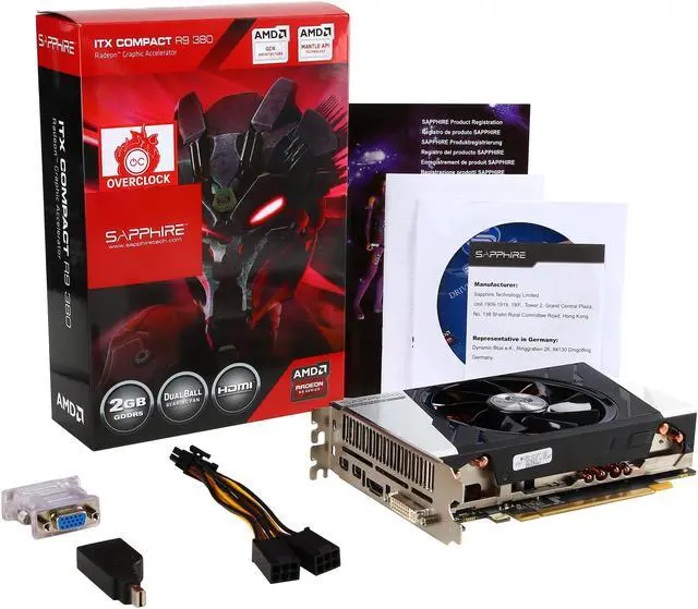 Alt view image 6 of 6 - SAPPHIRE Radeon R9 380 2GB GDDR5 PCI Express 3.0 2 slot, ATX, 170mm for ITX chassis Graphics Card 100384ITXOCL