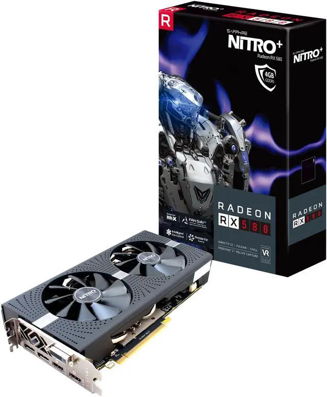 Alt view image 5 of 5 - Sapphire Radeon NITRO+ RX 580 4GB GDDR5 PCI-E Dual HDMI / DVI-D / Dual DP w/ Backplate (UEFI)